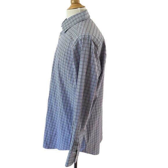 David Donahue Men’s Trim Long Sleeve Shirt Blue Plaid Size 17.5 34/35. - Picture 4 of 13